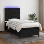 The Living Store Boxspring met matras en LED stof zwart 100x200 cm Boxspring Boxsprings Bed Slaapmeubel Boxspringbed Boxspring Bed Tweepersoonsbed Bed Met Matras Bedframe Ledikant Bed Met LED - Thumbnail 2