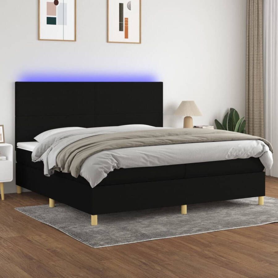 The Living Store Bed Boxspring 203 x 200 cm LED Pocketvering matras Huidvriendelijk