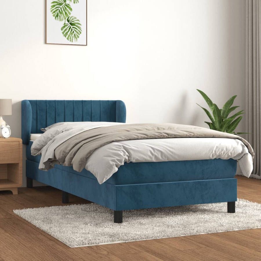 The Living Store Boxspringbed Comfort Bed 203 x 83 x 78 88 cm Donkerblauw Fluweel