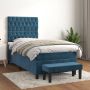 The Living Store Boxspring met matras fluweel donkerblauw 90x200 cm Bed - Thumbnail 1