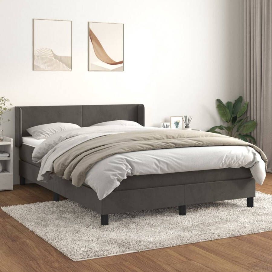 The Living Store Boxspringbed donkergrijs fluweel 203 x 147 x 78 88 cm pocketvering