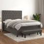 The Living Store Boxspring met matras fluweel donkergrijs 140x200 cm Bed - Thumbnail 1