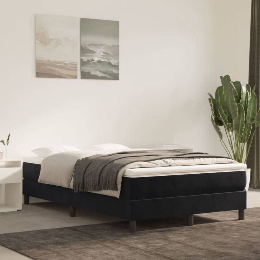 The Living Store Boxspring met matras fluweel zwart 120x200 cm Bed