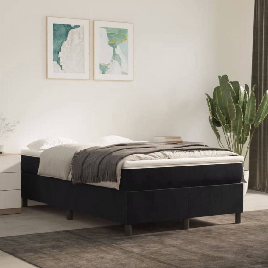 The Living Store Boxspringbed Comfort Bedframe Zwart 203 x 120 x 35 cm Matras Pocketvering 120 x 200 x 20 cm Topmatras Huidvriendelijk 120 x 200 x 5 cm