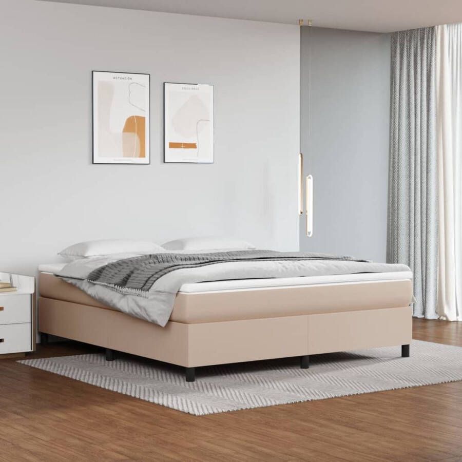 The Living Store Boxspringbed 180 x 200 cm Duurzaam kunstleer en pocketveringmatras Boxspringbed Boxspring Bed Frame Bruine Bed Leder Look Bed - Foto 2