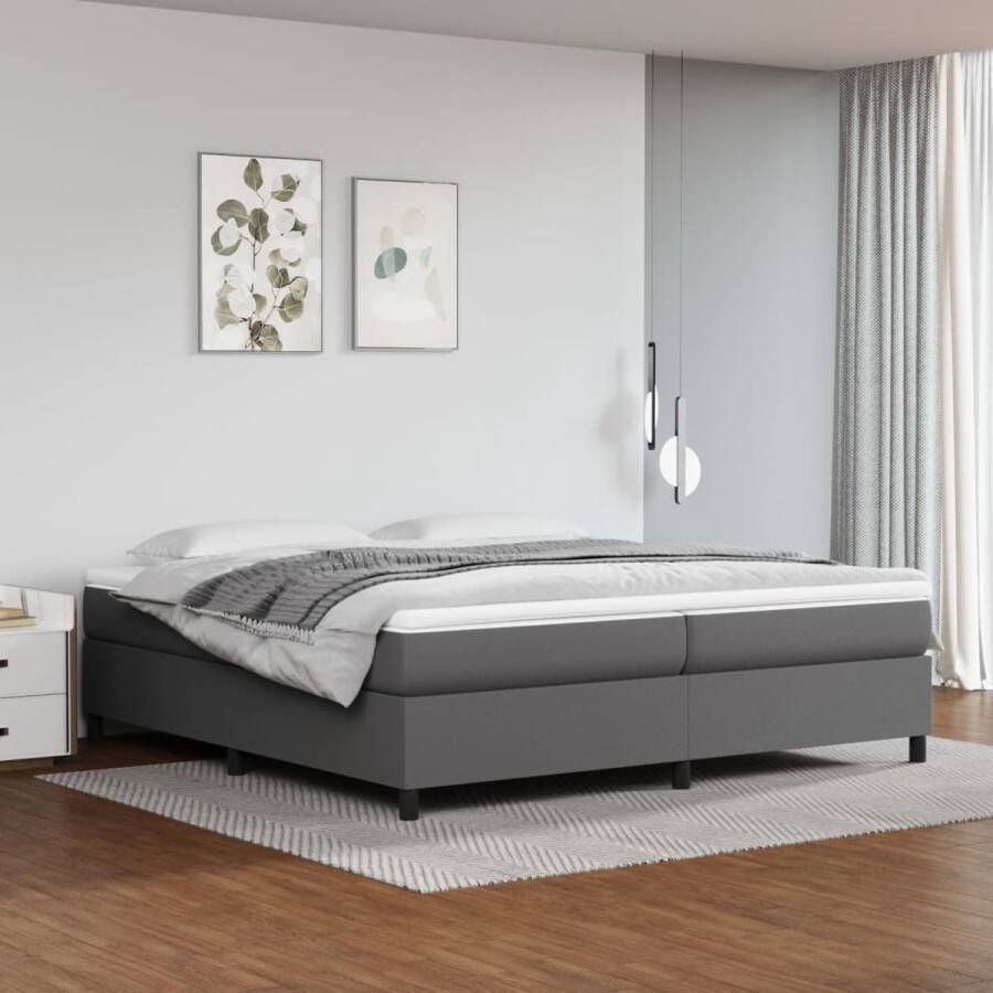 The Living Store Boxspring met matras kunstleer grijs 200x200 cm Boxspring Boxsprings Bed Slaapmeubel Boxspringbed Boxspring Bed Tweepersoonsbed Bed Met Matras Bedframe Ledikant Bedden - Foto 1