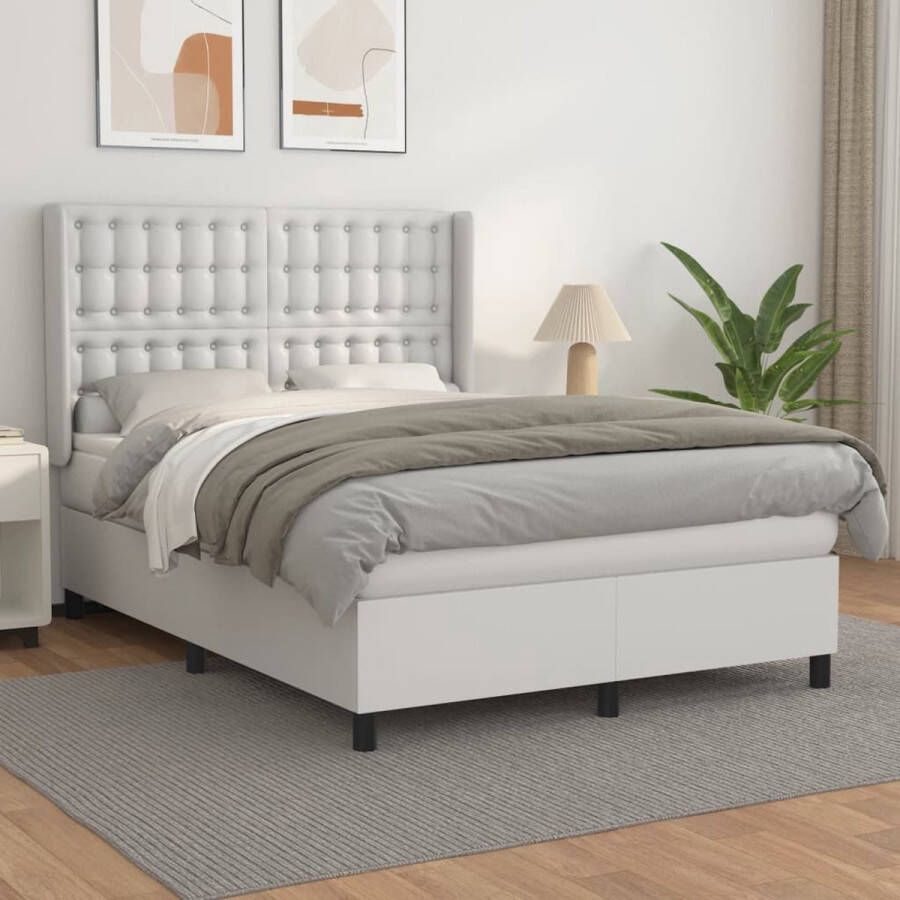 The Living Store Bedframe Boxspring 193x147x118 128 cm Kunstleer Pocketvering