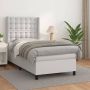 The Living Store Boxspring met matras kunstleer wit 90x190 cm Boxspring Boxsprings Bed Slaapmeubel Boxspringbed Boxspring Bed Eenpersoonsbed Bed Met Matras Bedframe Ledikant Bedden - Thumbnail 1