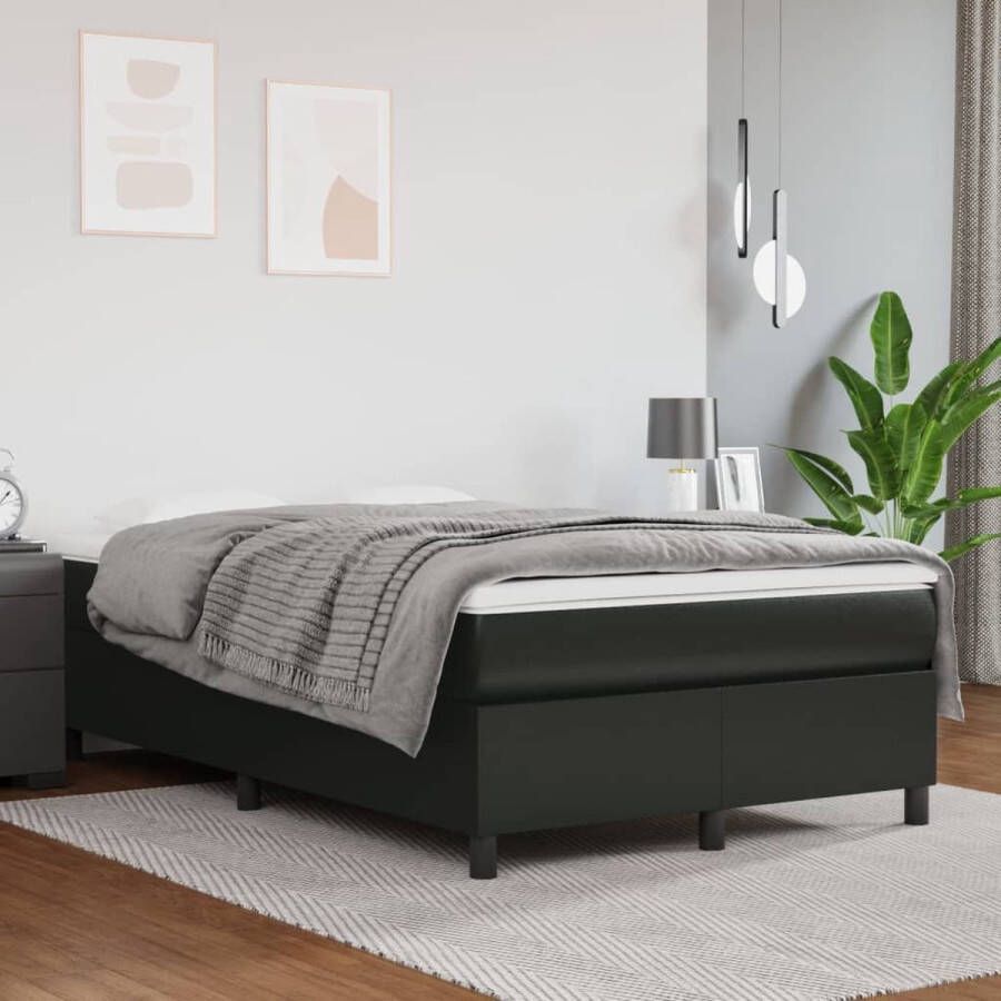 The Living Store Boxspring met matras kunstleer zwart 120x200 cm Boxspring Boxsprings Bed Slaapmeubel Boxspringbed Boxspring Bed Tweepersoonsbed Bed Met Matras Bedframe Ledikant Bedden