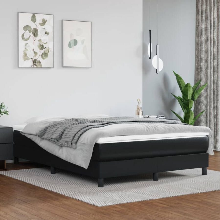 The Living Store Boxspringbed Kunstleer Pocketvering Middelharde ondersteuning Huidvriendelijk Multiplex lattenbodem 193x140x25 cm Boxspringbed Kunstleder Bed Pocketveer Matras Middenhard Matras Tweepersoonsbed