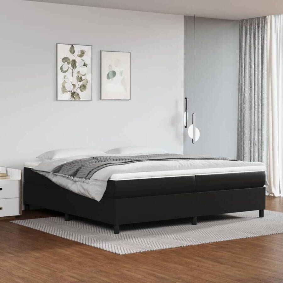 The Living Store Boxspring met matras kunstleer zwart 200x200 cm Boxspring Boxsprings Bed Slaapmeubel Boxspringbed Boxspring Bed Tweepersoonsbed Bed Met Matras Bedframe Ledikant Bedden