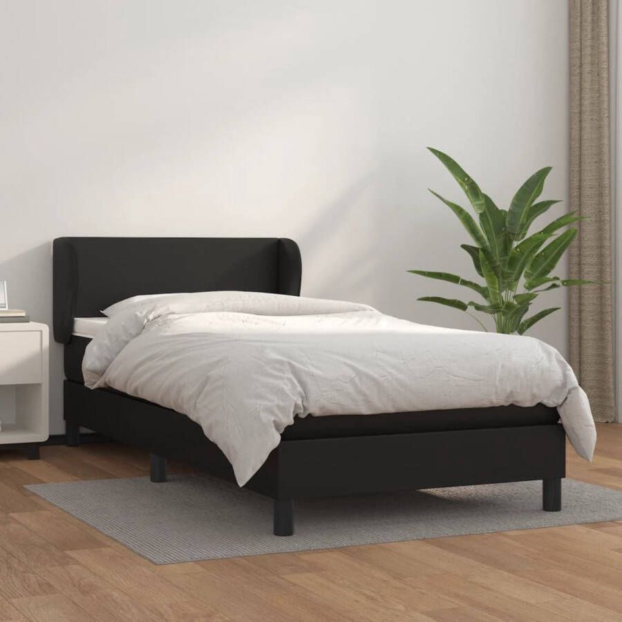 The Living Store Boxspring met matras kunstleer zwart 80x200 cm Boxspring Boxsprings Bed Slaapmeubel Boxspringbed Boxspring Bed Tweepersoonsbed Bed Met Matras Bedframe Ledikant Bed Met Hoofdbord