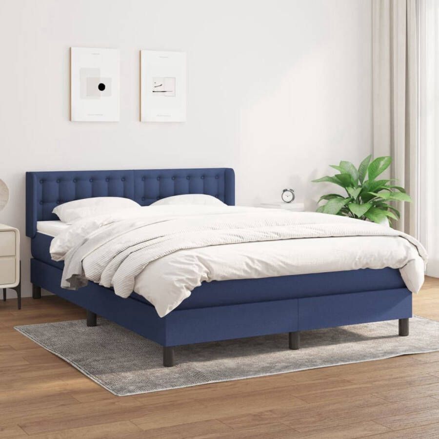 The Living Store Boxspringbed Blauw 203 x 147 x 78 88 cm Duurzaam materiaal Verstelbaar hoofdbord Pocketvering matras Middelharde ondersteuning Huidvriendelijk topmatras Geleverd met montagehandleiding