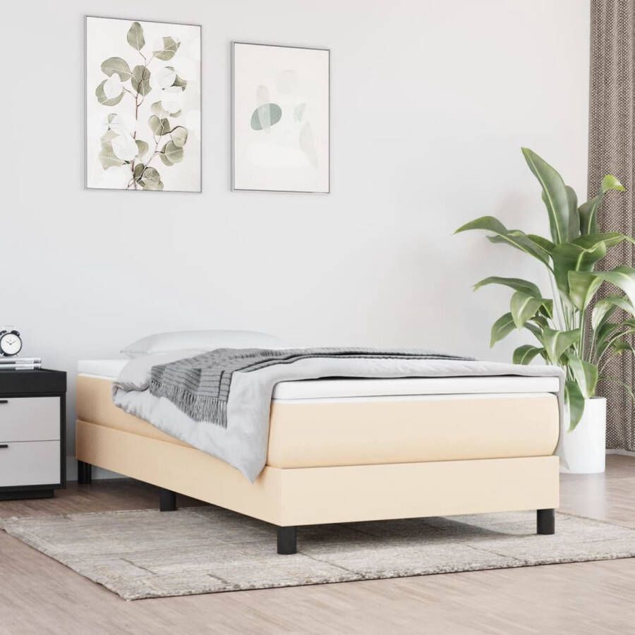 The Living Store Boxspring met matras stof crèmekleurig 100x200 cm Boxspring Boxsprings Bed Slaapmeubel Boxspringbed Boxspring Bed Eenpersoonsbed Bed Met Matras Bedframe Ledikant Bedden