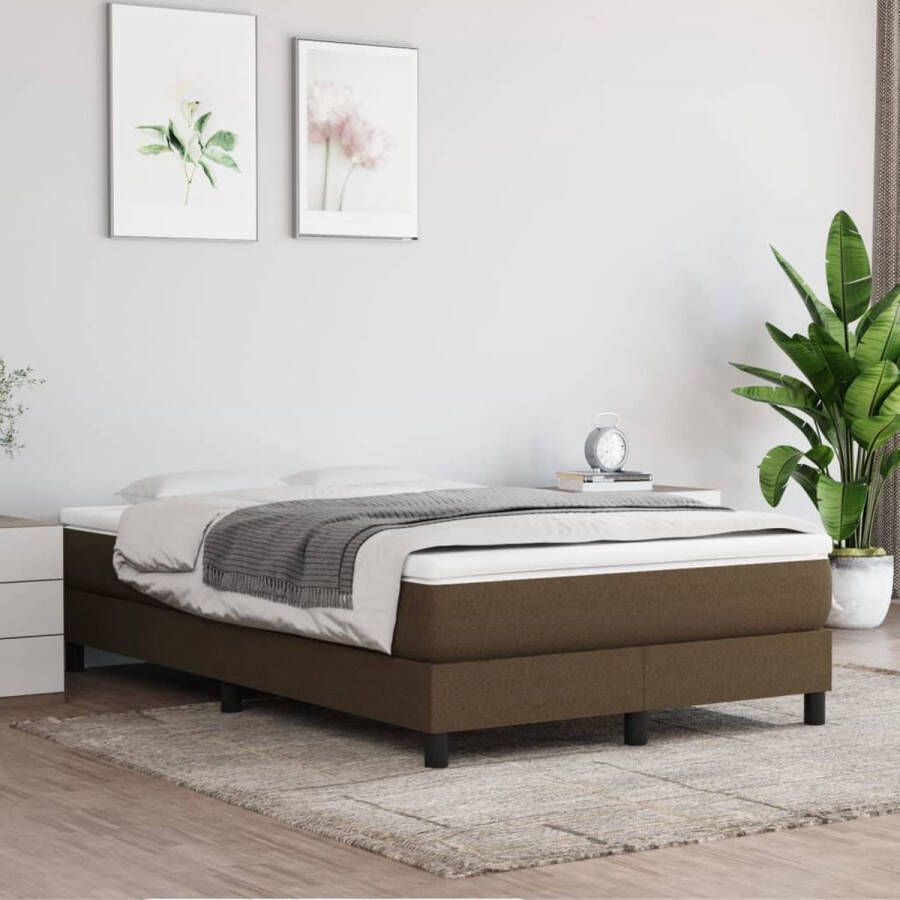 The Living Store Boxspring met matras stof donkerbruin 120x200 cm Boxspring Boxsprings Bed Slaapmeubel Boxspringbed Boxspring Bed Tweepersoonsbed Bed Met Matras Bedframe Ledikant Bedden