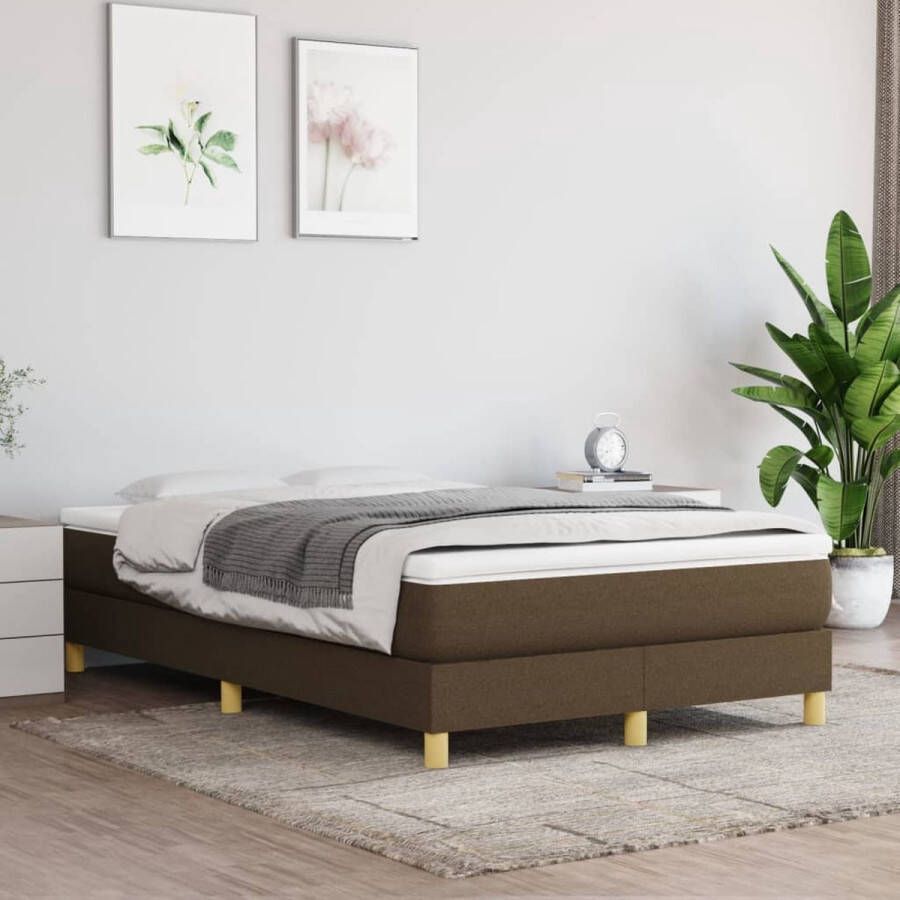 The Living Store Boxspringbed Duurzaam Pocketvering Middelharde ondersteuning Huidvriendelijk Multiplex lattenbodem 203x120x25 cm Boxspringbed Boxspring Tweepersoonsbed Bed Frame Bruine Bed