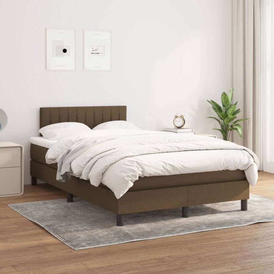 The Living Store Boxspring met matras stof donkerbruin 120x200 cm Boxspringbed Boxspring Slaapkamer Meubels Tweepersoonsbed Bruine Bed