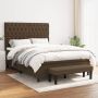 The Living Store Boxspring met matras stof donkerbruin 140x190 cm Bed - Thumbnail 1