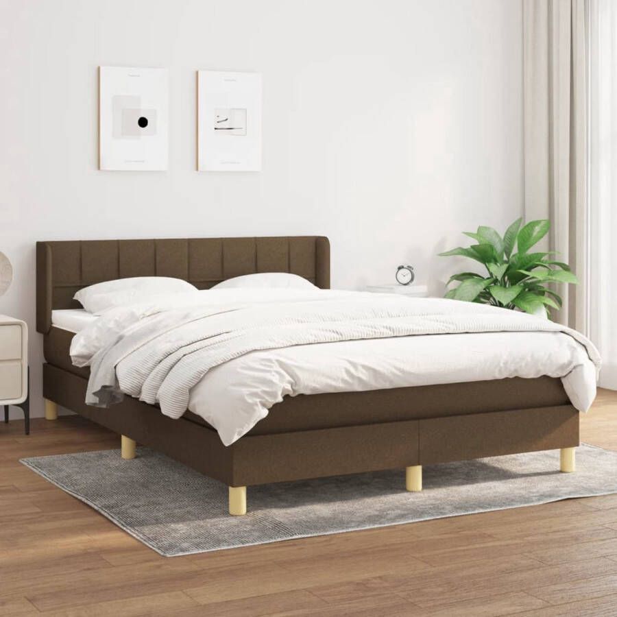 The Living Store Boxspring met matras stof donkerbruin 140x190 cm Bed