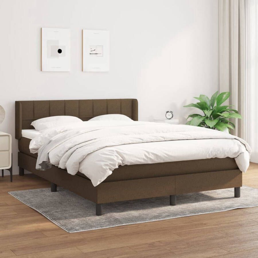 The Living Store Boxspring met matras stof donkerbruin 140x190 cm Boxspring Boxsprings Bed Slaapmeubel Boxspringbed Boxspring Bed Tweepersoonsbed Bed Met Matras Bedframe Ledikant Bedden