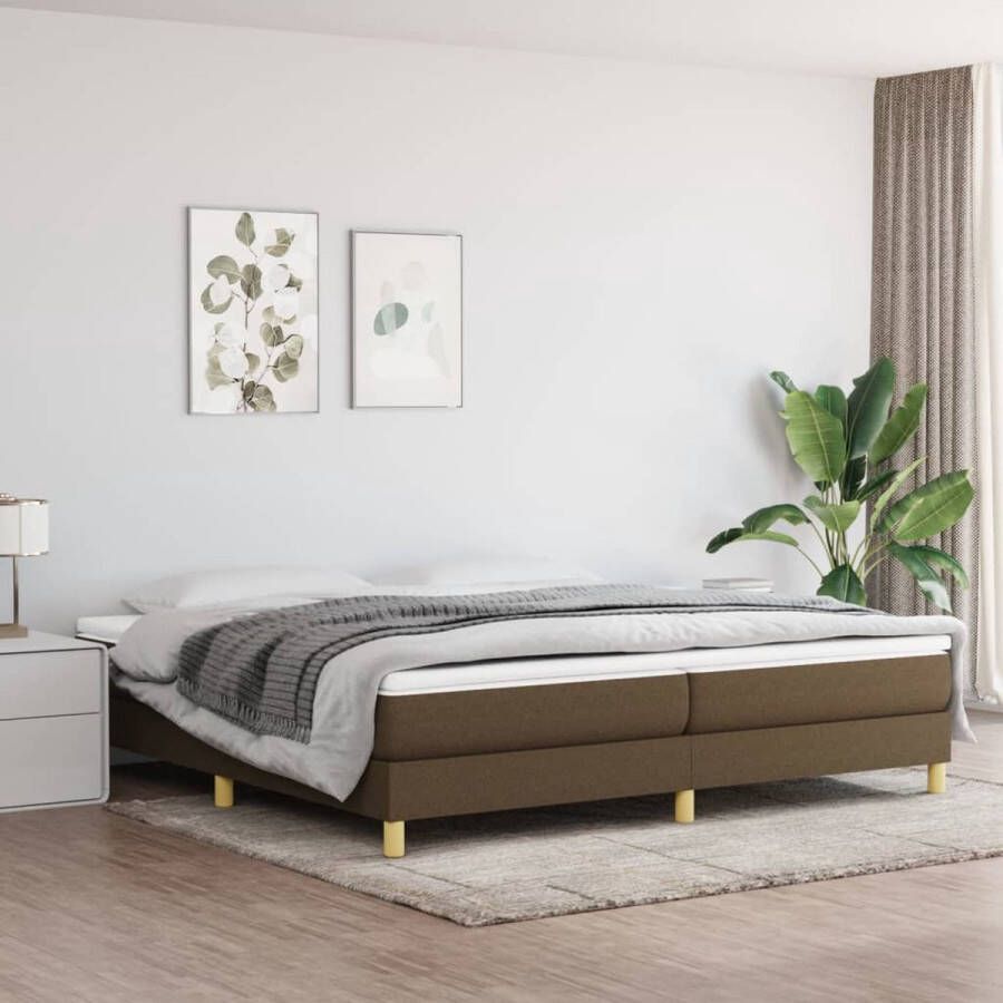 The Living Store Boxspring met matras stof donkerbruin 200x200 cm Boxspring Boxsprings Bed Slaapmeubel Boxspringbed Boxspring Bed Tweepersoonsbed Bed Met Matras Bedframe Ledikant Bedden