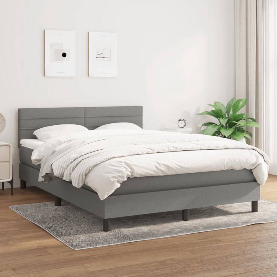 The Living Store Boxspring met matras stof donkergrijs 140x200 cm Bed