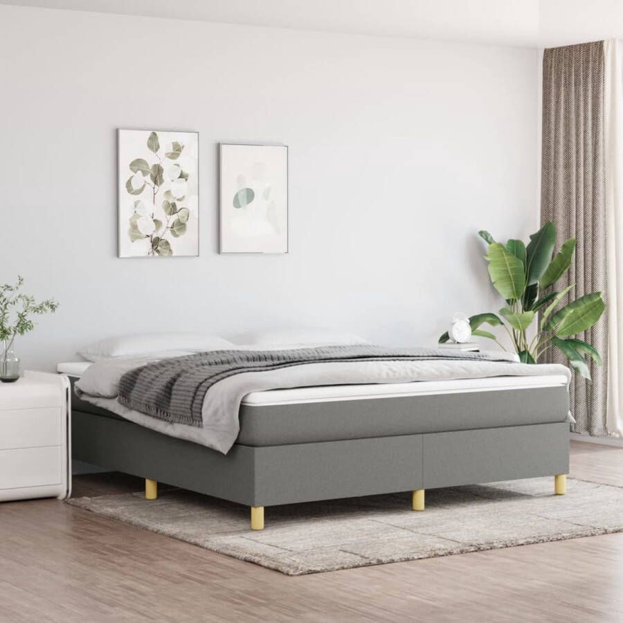 The Living Store Boxspring met matras stof donkergrijs 160x200 cm Boxspring Boxsprings Bed Slaapmeubel Boxspringbed Boxspring Bed Tweepersoonsbed Bed Met Matras Bedframe Ledikant Bedden