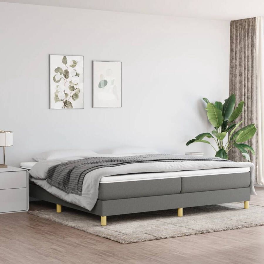 The Living Store Boxspring met matras stof donkergrijs 200x200 cm Boxspring Boxsprings Bed Slaapmeubel Boxspringbed Boxspring Bed Tweepersoonsbed Bed Met Matras Bedframe Ledikant Bedden