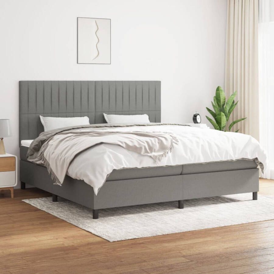 The Living Store Boxspring met matras stof donkergrijs 200x200 cm Bed