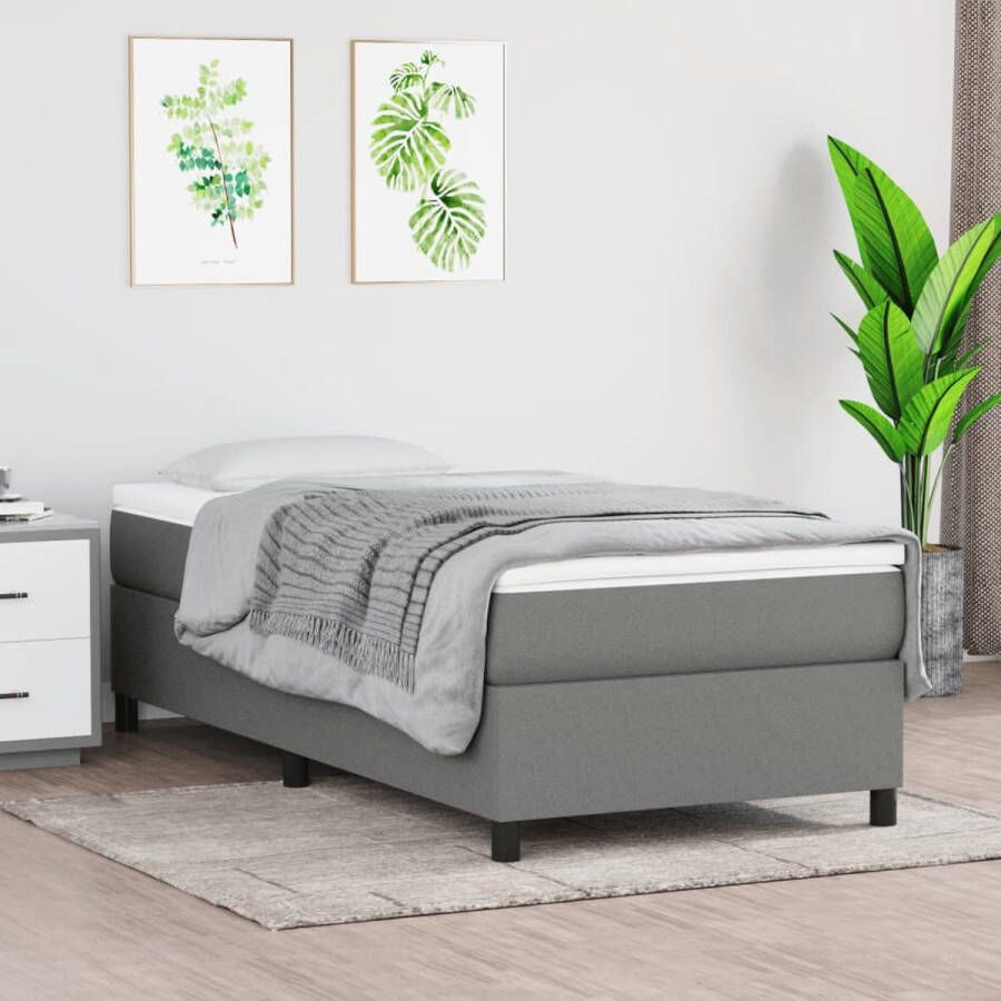 The Living Store Boxspring met matras stof donkergrijs 80x200 cm Boxspring Boxsprings Bed Slaapmeubel Boxspringbed Boxspring Bed Eenpersoonsbed Bed Met Matras Bedframe Ledikant Bedden