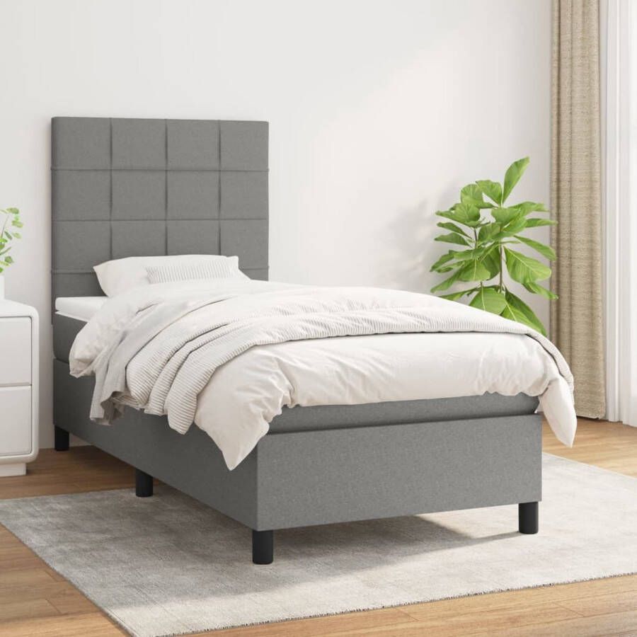 The Living Store Boxspring met matras stof donkergrijs 80x200 cm Bed