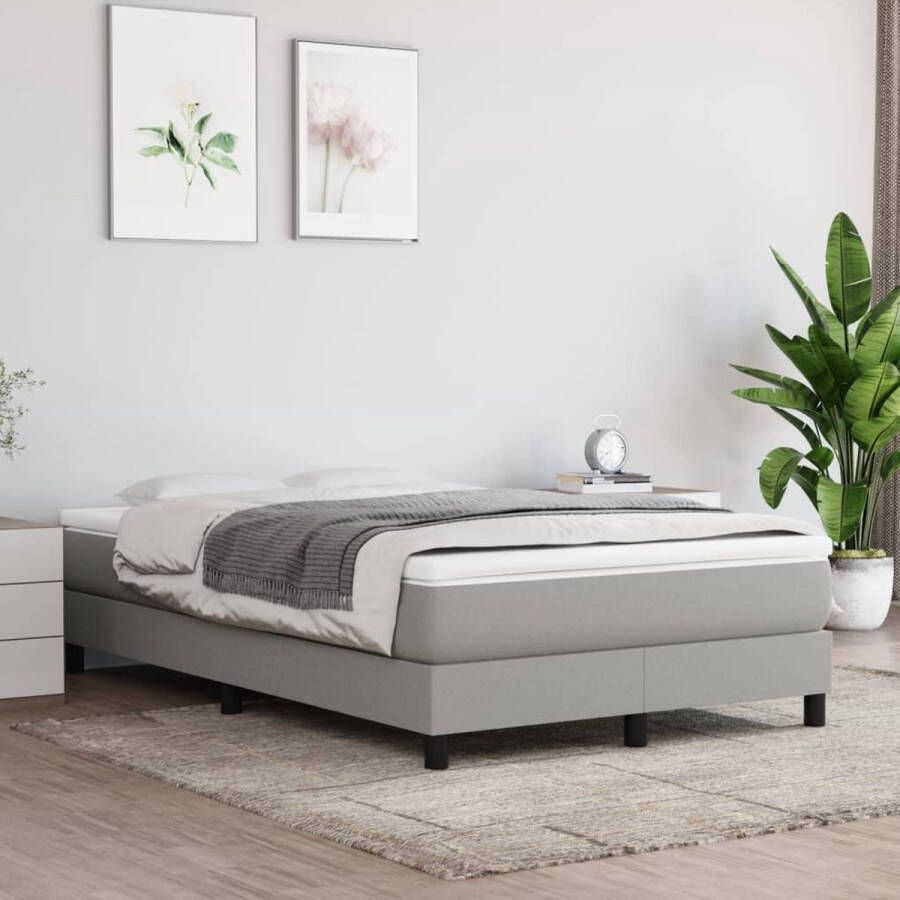 The Living Store Boxspring met matras stof lichtgrijs 120x200 cm Boxspring Boxsprings Bed Slaapmeubel Boxspringbed Boxspring Bed Tweepersoonsbed Bed Met Matras Bedframe Ledikant Bedden