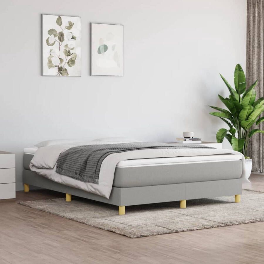 The Living Store Boxspring met matras stof lichtgrijs 140x190 cm Boxspring Boxsprings Bed Slaapmeubel Boxspringbed Boxspring Bed Tweepersoonsbed Bed Met Matras Bedframe Ledikant Bedden