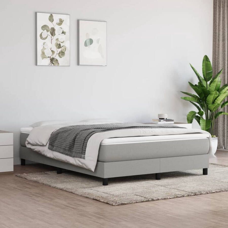 The Living Store Boxspringbed Pocketvering matras Middelharde ondersteuning Huidvriendelijk topmatras Lichtgrijs 193 x 140 x 25 cm Boxspringbed Pocketveer Matras Middenhard Grijs Ligcomfort