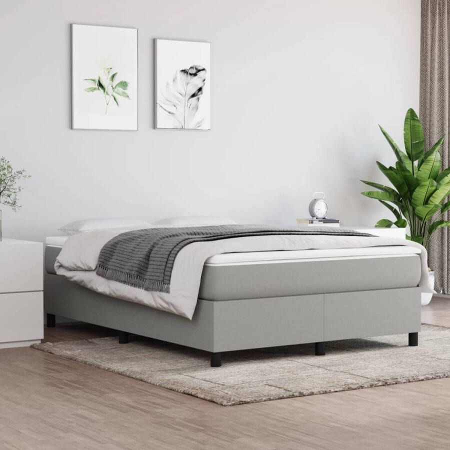 The Living Store Boxspring met matras stof lichtgrijs 140x200 cm Boxspring Boxsprings Bed Slaapmeubel Boxspringbed Boxspring Bed Tweepersoonsbed Bed Met Matras Bedframe Ledikant Bedden - Foto 1