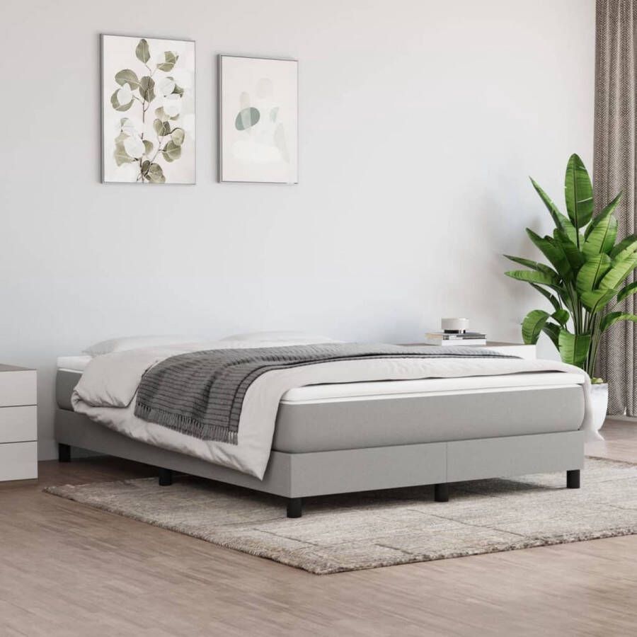 The Living Store Boxspring met matras stof lichtgrijs 140x200 cm Boxspring Boxsprings Bed Slaapmeubel Boxspringbed Boxspring Bed Tweepersoonsbed Bed Met Matras Bedframe Ledikant Bedden