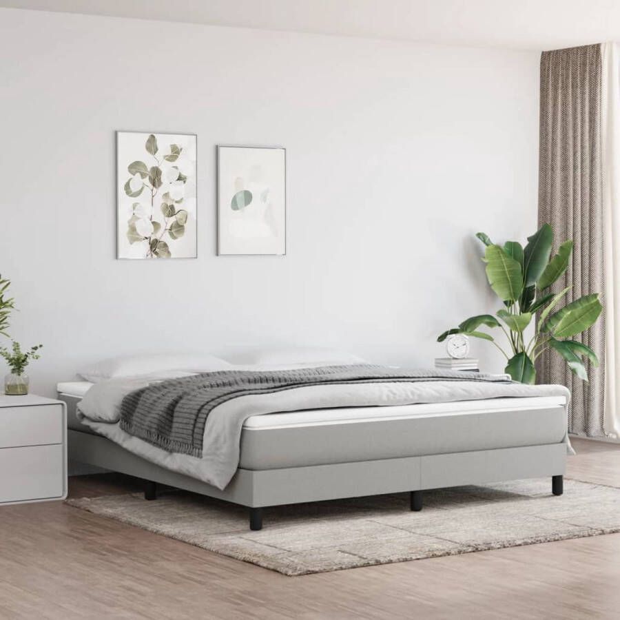 The Living Store Boxspring met matras stof lichtgrijs 180x200 cm Boxspring Boxsprings Bed Slaapmeubel Boxspringbed Boxspring Bed Tweepersoonsbed Bed Met Matras Bedframe Ledikant Bedden