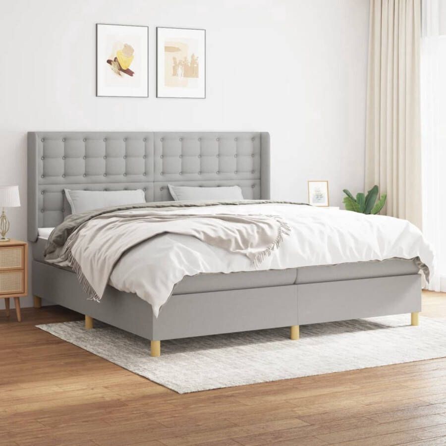 The Living Store Boxspring met matras stof lichtgrijs 200x200 cm Boxspring Boxsprings Bed Slaapmeubel Boxspringbed Boxspring Bed Tweepersoonsbed Bed Met Matras Bedframe Ledikant Bedden - Foto 1