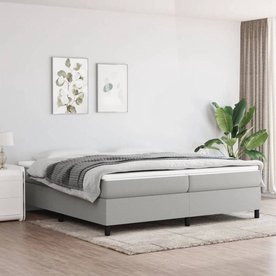 The Living Store Boxspringbed Pocketvering Middelharde ondersteuning Huidvriendelijk topmatras Lichtgrijs 203x200x35cm incl 2 matrassen Boxspringbed Boxspring Tweepersoonsbed Grijs Bed Pocketveer Matras
