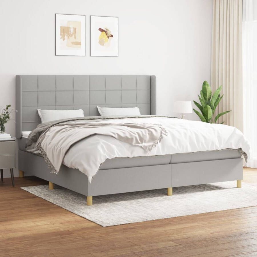 The Living Store Boxspringbed Bed 203x203x118 128cm Lichtgrijs Pocketvering matras Boxspringbed Boxspring Slaapkamerinrichting Tweepersoonsbed Groot Bed