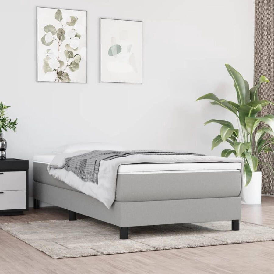 The Living Store Boxspring met matras stof lichtgrijs 90x190 cm Boxspring Boxsprings Bed Slaapmeubel Boxspringbed Boxspring Bed Eenpersoonsbed Bed Met Matras Bedframe Ledikant Bedden