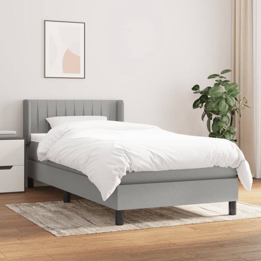 The Living Store Boxspring met matras stof lichtgrijs 90x190 cm Bed