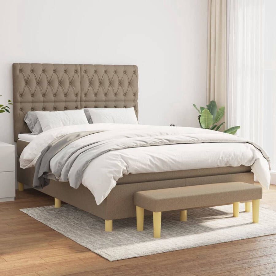 The Living Store Boxspringbed Comfort Bed 193 x 144 x 118 128 cm Taupe Biedt maximale ontspanning en aangename slaap