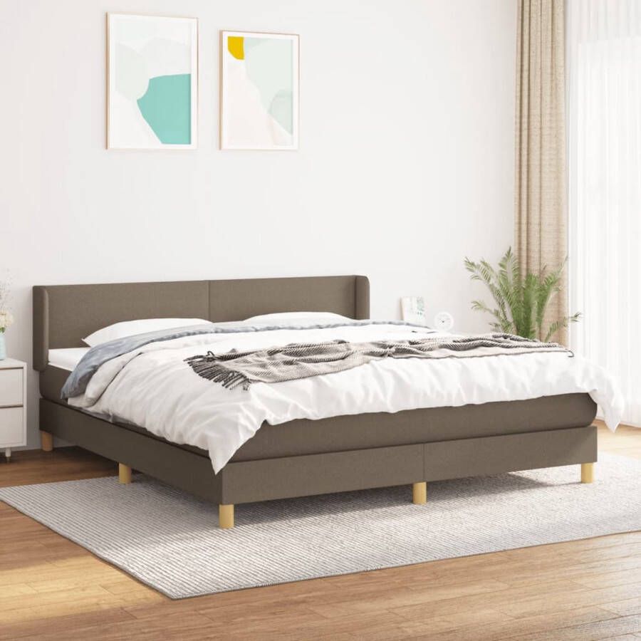 The Living Store Boxspring met matras stof taupe 160x200 cm Bed