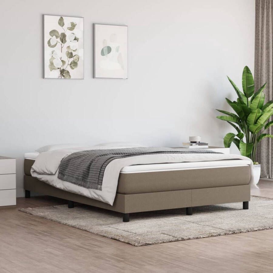 The Living Store Boxspring met matras stof taupe 160x200 cm Bed