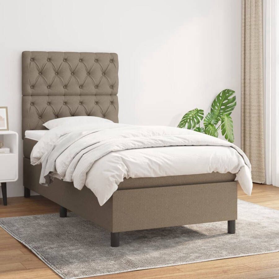 The Living Store Boxspring met matras stof taupe 80x200 cm Bed