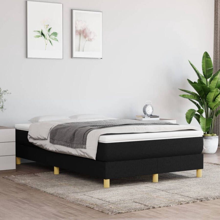 The Living Store Boxspring met matras stof zwart 120x200 cm Boxspring Boxsprings Bed Slaapmeubel Boxspringbed Boxspring Bed Tweepersoonsbed Bed Met Matras Bedframe Ledikant Bedden