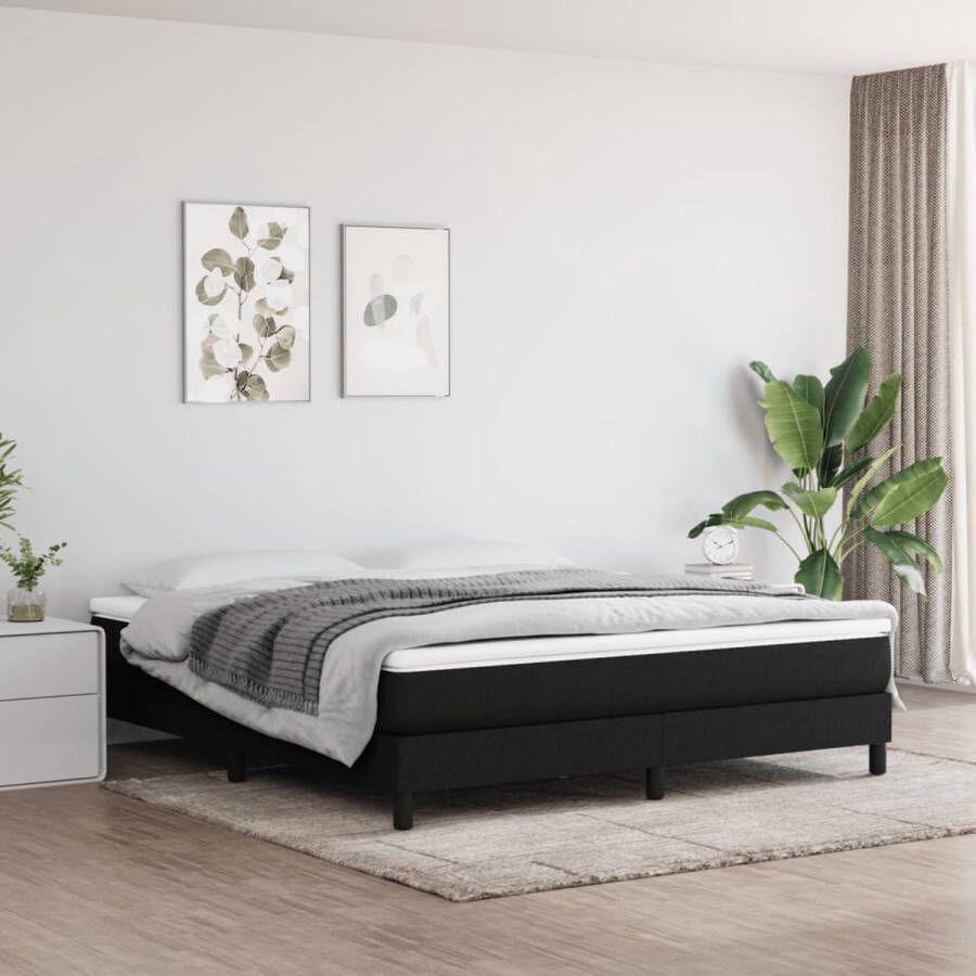 The Living Store Boxspring met matras stof zwart 180x200 cm Boxspring Boxsprings Bed Slaapmeubel Boxspringbed Boxspring Bed Tweepersoonsbed Bed Met Matras Bedframe Ledikant Bedden