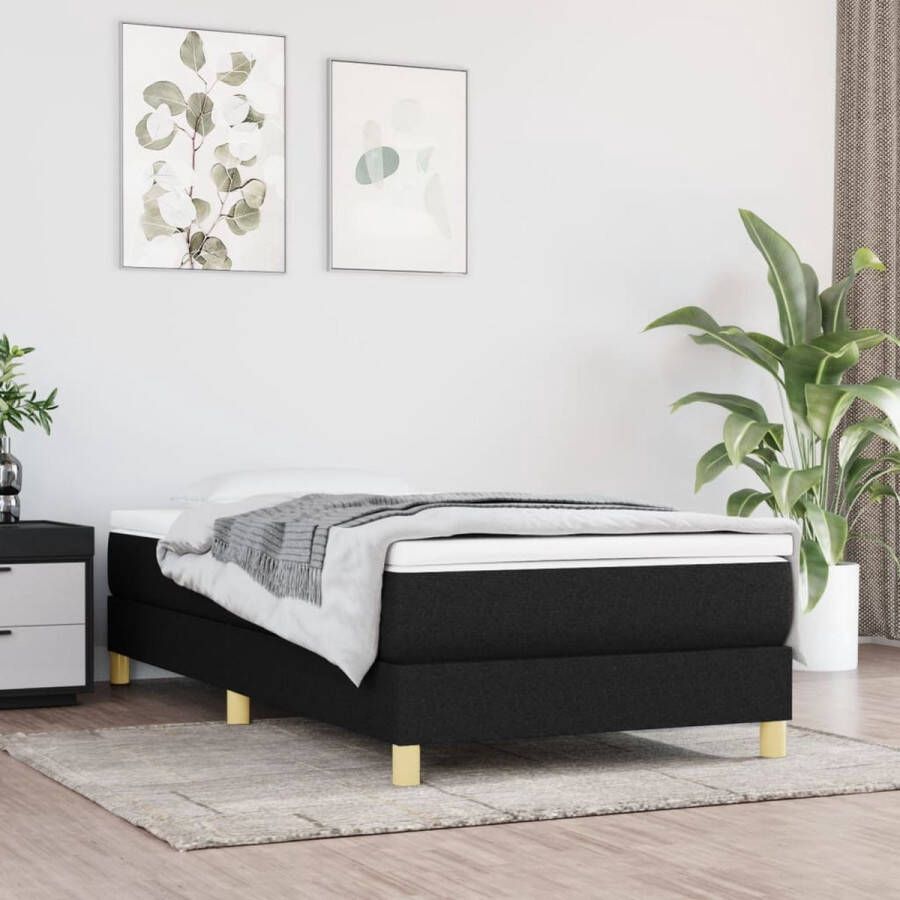 The Living Store Boxspring met matras stof zwart 80x200 cm Boxspring Boxsprings Bed Slaapmeubel Boxspringbed Boxspring Bed Eenpersoonsbed Bed Met Matras Bedframe Ledikant Bedden