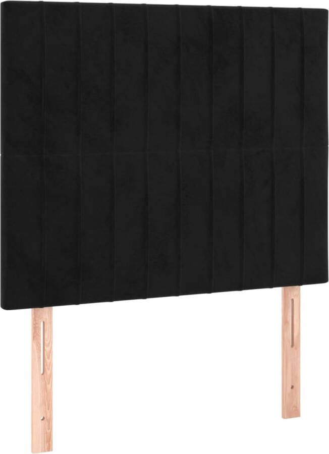 The Living Store Boxspring s Bed 193 x 90 x 118 128 cm Black Velvet and White Black Mattress Boxspring Velvet Bed Slaapcomfort Led Lamp Tweepersoonsbed